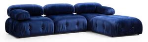 Atelier Del Sofa Kutna garnitura, Baršunasto plava, Bubble Velvet Blue L1-O1-1R-PUF