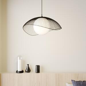 Lindby Fabronia viseća lampa, rešetka, staklena kugla, prigušiva, Crno, Dnevni boravak/blagovaonica, Metal