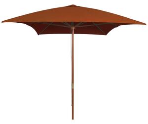 Vrtni suncobran s drvenim stupom 200 x 300 cm terakota - Smeđa / N/A