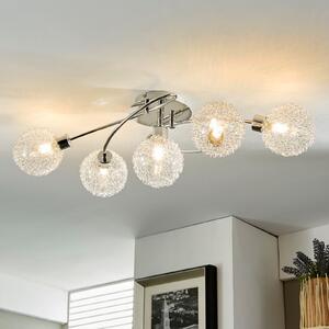 Lindby stropna lampa Ticino, 65 cm, 5 žarulja, metal, staklo, prigušiva, Metalik, Područje hodnika, Metal