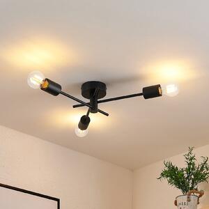 Lindby Cerros stropna lampa, 3 žarulje, crna, metalna, prigušiva, Crno, Dnevni boravak/blagovaonica, Metal