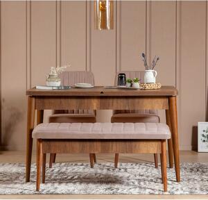 Woody Fashion Komplet za blagovaonicu, stol, 2 stolice i klupa VINA WALNUT, Vina - Walnut