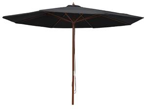 Vrtni suncobran s drvenom šipkom 350 cm crni - Crna / N/A