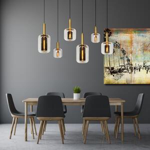 Lucide Viseća lampa Joanet, dim siva/crna, staklo, 132 cm dužine, prigušiva, Sivo, Dnevni boravak/blagovaonica, Staklo