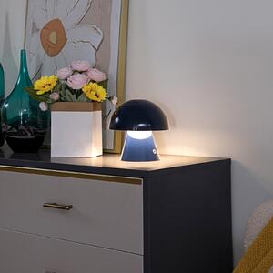 Lindby LED baterijska stolna lampa Nevijo, plava, Ø18cm, USB, dimmer