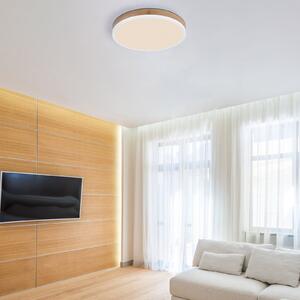 Globo LED stropna svjetiljka Doro Ø 45 cm tamno drvo/bijela, Drvo, Dnevni boravak/blagovaonica, Metal