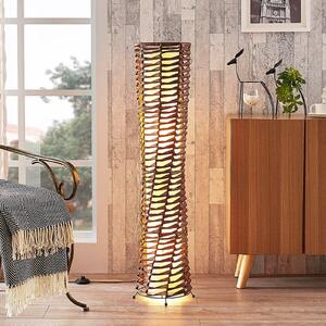 Lindby podna lampa Joas, 110 cm, papir, tekstil, smeđa, Smeđa / hrđa, Dnevni boravak/blagovaonica, Papirnati karton