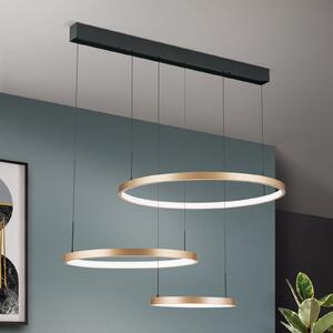 ORION Sphere LED viseća svjetiljka, tri žarulje, crna/zlatna, prigušiva, Crno, Dnevni boravak/blagovaonica, Metal