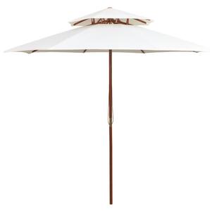 Dvoslojni suncobran 270 x 270 cm s drvenim stupom krem bijeli - Bijela / N/A