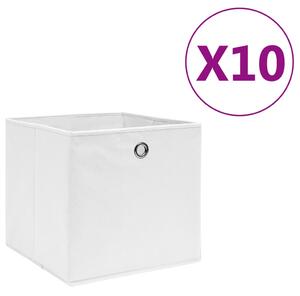 VidaXL Kutije za pohranu od netkane tkanine 10 kom 28x28x28 cm bijele