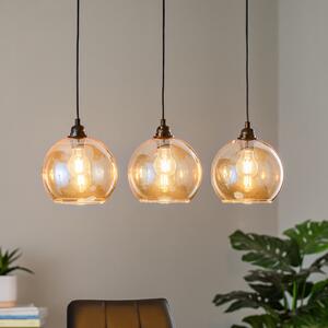 Opviq Viseća lampa Gold 022 3 žarulje linearno staklo Ø20cm, prigušiva, Zlato / mjed, Dnevni boravak/blagovaonica, Staklo