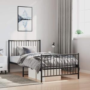 Metalni okvir kreveta uzglavlje i podnožje crni 100x190 cm - Crna / 100 x 190 cm