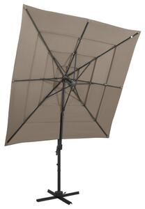 Vrtni suncobran s 4 razine i stupom 250 x 250 cm smeđesivi - Tupe / N/A