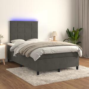 Krevet box spring s madracem LED tamnosivi 120 x 200 cm baršun - Siva / 120 x 200 cm