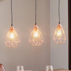 Viseća lampa Tarbes, bakar, 3 žarulje, izdužena