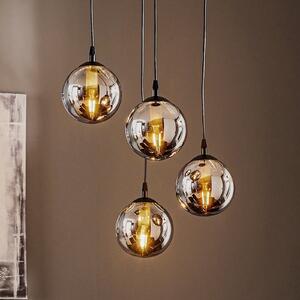 EMIBIG LIGHTING Staklena viseća svjetiljka, 4 žarulje, crna, grafit, staklo, E14, prigušiva, Crno, Dnevni boravak/blagovaonica, Staklo