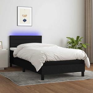 Krevet box spring s madracem LED crni 90x200 cm od tkanine - Crna / 90 x 200 cm