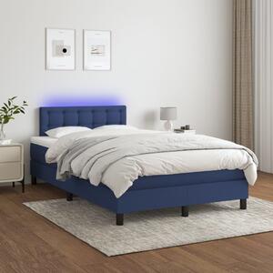 Krevet box spring s madracem LED plavi 120 x 200 cm od tkanine - Plava / 120 x 200 cm