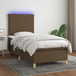Krevet box spring s madracem LED tamnosmeđi 80 x 200 cm tkanina - Smeđa / 80 x 200 cm