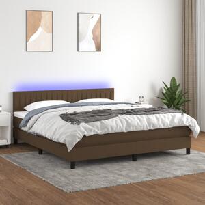 Krevet box spring s madracem LED tamnosmeđi 160x200 cm tkanina - Smeđa / 160 x 200 cm