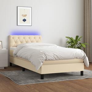 Krevet box spring s madracem LED krem 80 x 200 cm od tkanine - Krema / 80 x 200 cm