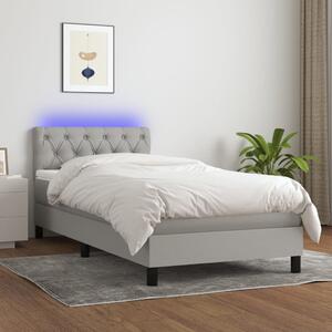 Krevet box spring s madracem LED svjetlosivi 80x200 cm tkanina - Siva / 80 x 200 cm