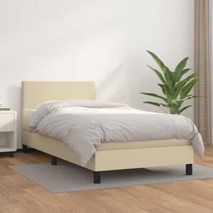 Krevet s oprugama i madracem krem 80 x 200 cm od umjetne kože - Krema / 80 x 200 cm