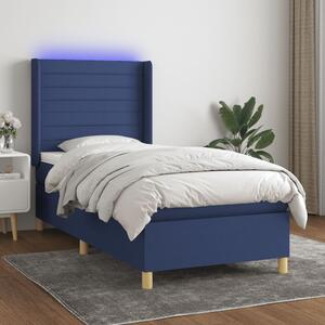 Krevet box spring s madracem LED plavi 100x200 cm od tkanine - Plava / 100 x 200 cm
