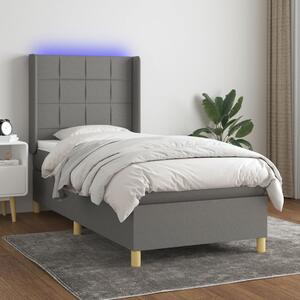 Krevet box spring s madracem LED tamnosivi 100x200 cm tkanina - Siva / 100 x 200 cm