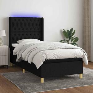 Krevet box spring s madracem LED crni 80 x 200 cm od tkanine - Crna / 80 x 200 cm