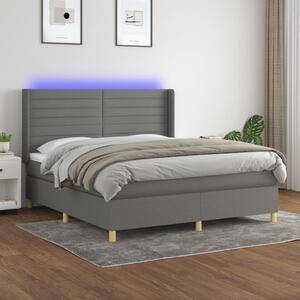 Krevet box spring s madracem LED tamnosivi 160x200 cm tkanina - Siva / 160 x 200 cm