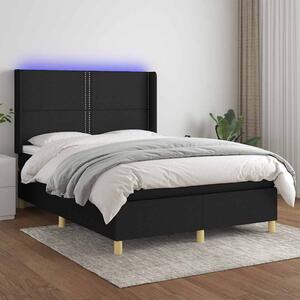 Krevet box spring s madracem LED crni 140x200 cm od tkanine - Crna / 140 x 200 cm