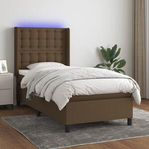 Krevet box spring s madracem LED tamnosmeđi 90x200 cm tkanina - Smeđa / 90 x 200 cm