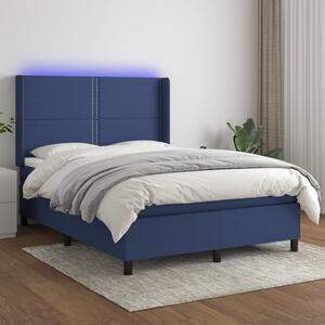 Krevet box spring s madracem LED plavi 140x200 cm od tkanine - Plava / 140 x 200 cm