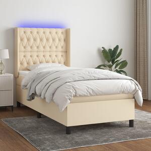 Krevet box spring s madracem LED krem 90x200 cm od tkanine - Krema / 90 x 200 cm