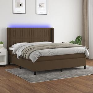 Krevet box spring s madracem LED tamnosmeđi 160x200 cm tkanina - Smeđa / 160 x 200 cm