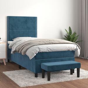 Box spring krevet s madracem tamnoplavi 80 x 200 cm baršunasti - Plava / 80 x 200 cm