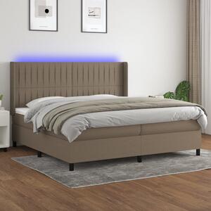 Krevet box spring s madracem LED smeđesivi 200x200 cm tkanina - Tupe / 200 x 200 cm