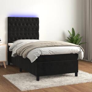 Krevet box spring s madracem LED crni 80 x 200 cm baršunasti - Crna / 80 x 200 cm