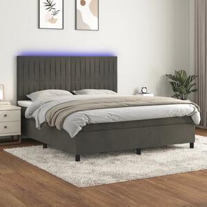 Krevet box spring s madracem LED tamnosivi 160x200 cm baršun - Siva / 160 x 200 cm
