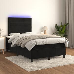 Krevet box spring s madracem LED crni 120 x 200 cm baršun - Crna / 120 x 200 cm