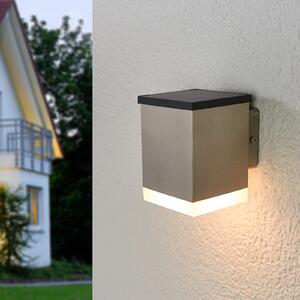 Tyson LED solarna vanjska zidna svjetiljka, četvrtasta, satenska završna