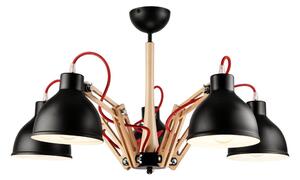 Crna viseća svjetiljka za 5 žarulja Lamkur Marcello