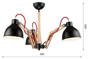 Crna viseća svjetiljka za 3 žarulje Lamkur Marcello