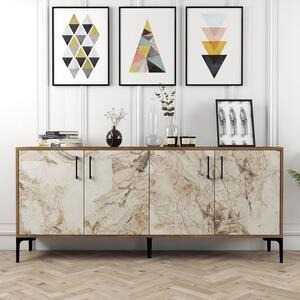 Woody Fashion Komoda, Kiev - Walnut, White Marble