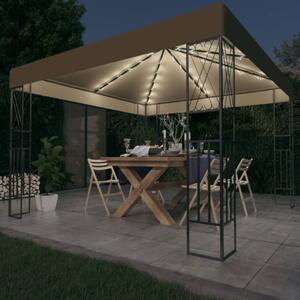 Sjenica s LED svjetlosnim trakama 3 x 3 m smeđe-siva od tkanine - Tupe / 3 x 3 m