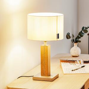 Stolna lampa HerzBlut Dana, prirodni hrast, bijela, 41cm