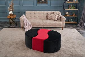 Atelier Del Sofa Tabure, Crno Crvena, Alya Puf - Black, Red