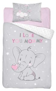 DETEXPOL Posteljina za krevetić Elephant pink Pamuk, 100/135, 40/60 cm