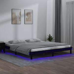 LED okvir kreveta crni 120x190 cm mali bračni od masivnog drva - Crna / 120 x 190 cm